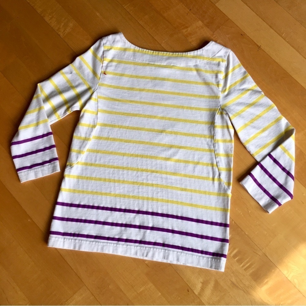 Marc by Marc Jacobs Striped, Three Quarter Sleeve Tee, Yellow, Purple, Size S - Picture 4 of 14